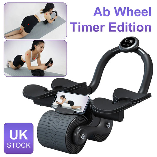 2-Wheel Ab Roller with Elbow Support & Counter for Core Training