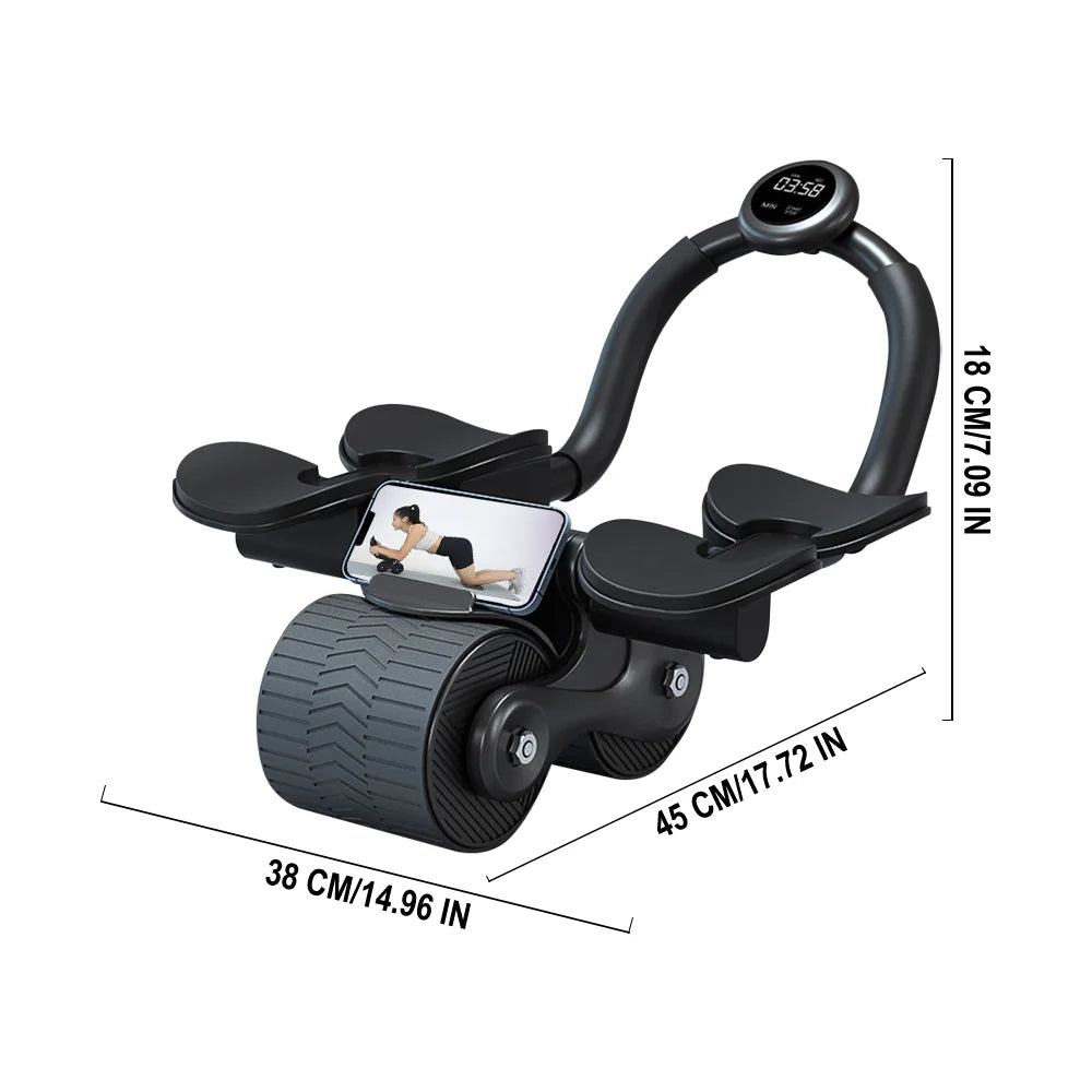 2-Wheel Ab Roller with Elbow Support & Counter for Core Training