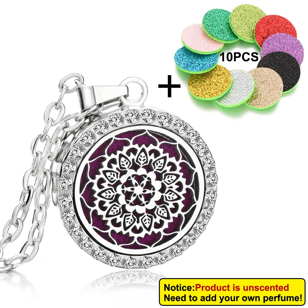 Rhinestone Diffuser Locket Necklace – Essential Oil Aromatherapy Jewellery