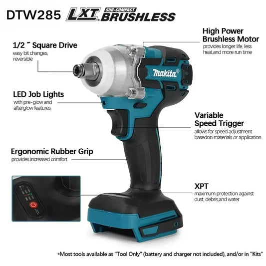 Makita DTW285 18V Brushless Impact Wrench – 280 Nm Max Torque
