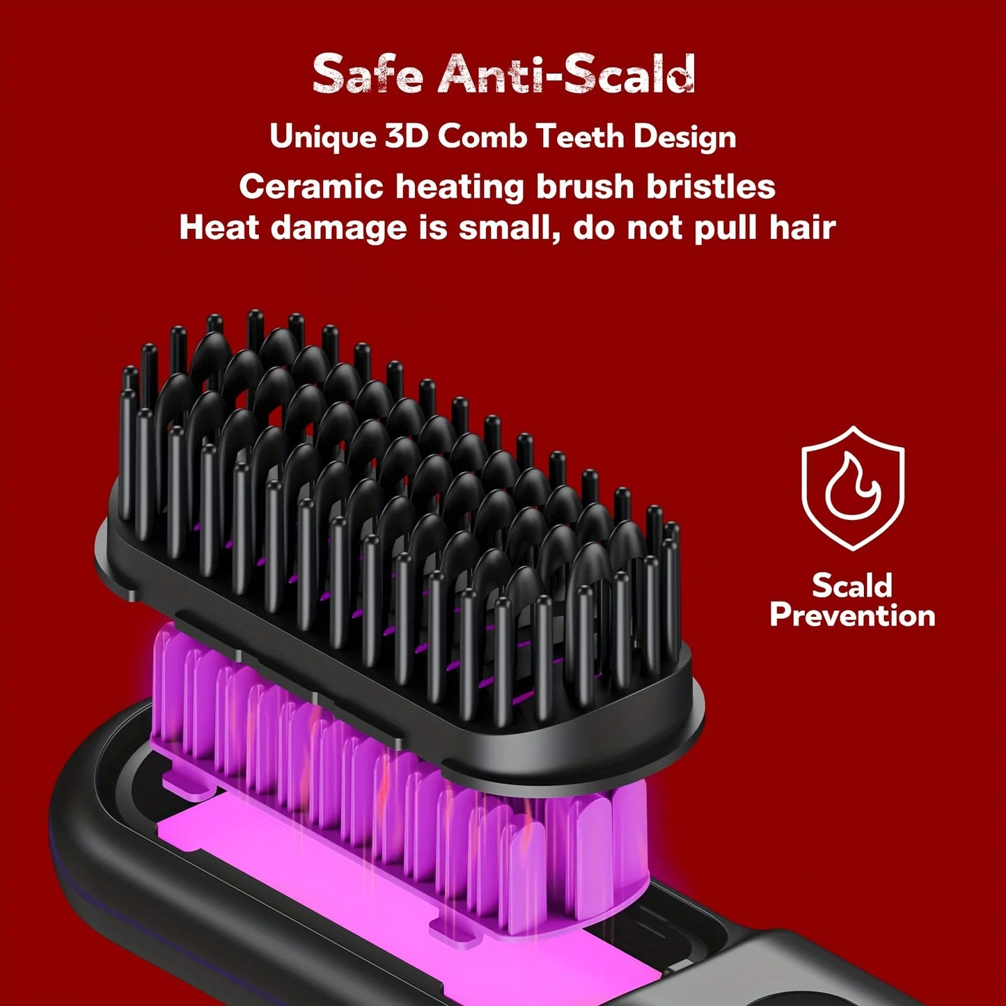 Electric Hair Straightening Brush USB Rechargeable
