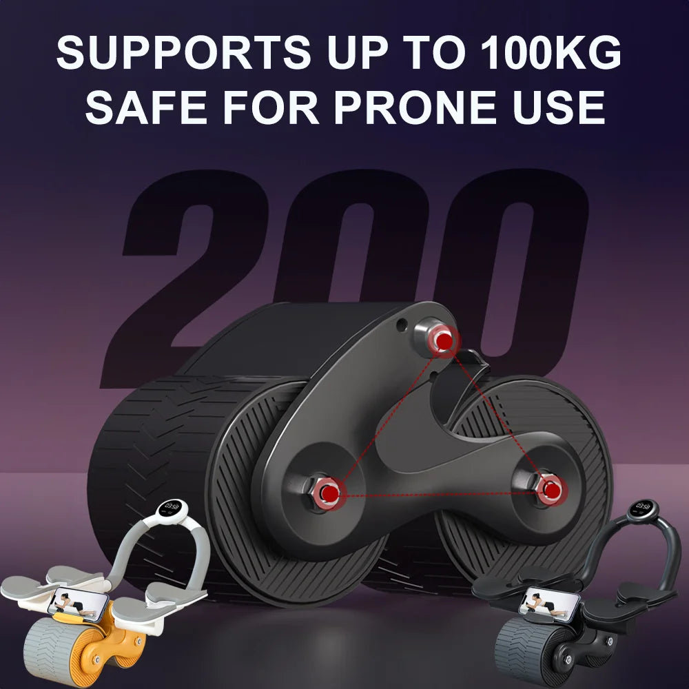 2-Wheel Ab Roller with Elbow Support & Counter for Core Training