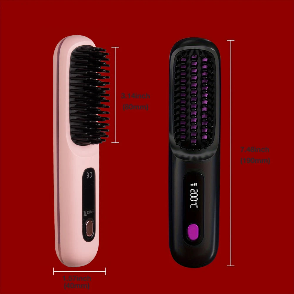 Electric Hair Straightening Brush USB Rechargeable
