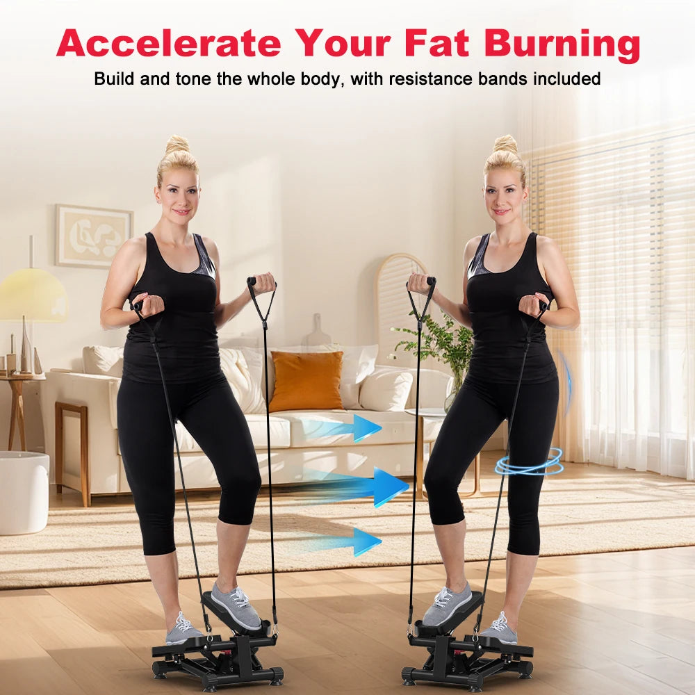 Mini Twist Stepper with Resistance Bands Home Cardio Trainer