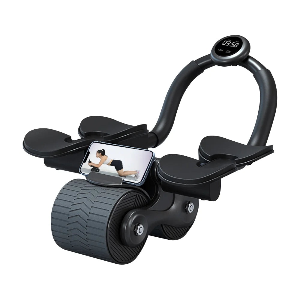 2-Wheel Ab Roller with Elbow Support & Counter for Core Training