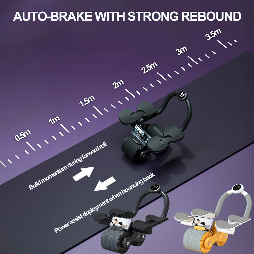 2-Wheel Ab Roller with Elbow Support & Counter for Core Training