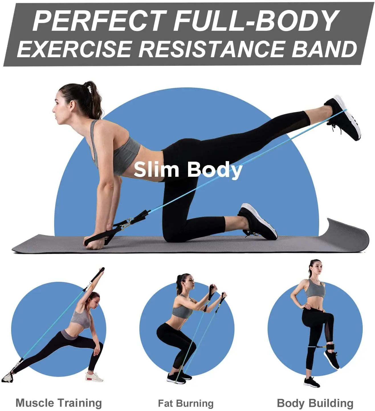 5-Tube Resistance Band Workout Set with Door Anchor & Stick