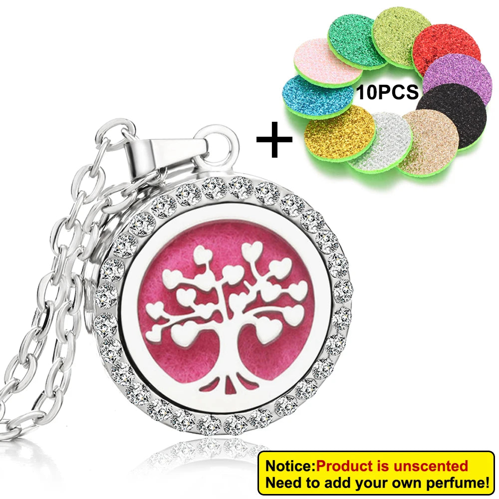 Rhinestone Diffuser Locket Necklace – Essential Oil Aromatherapy Jewellery