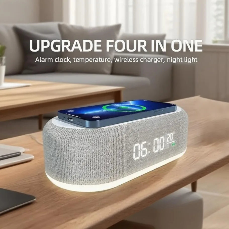 Wireless Charging Alarm Clock Night Light Desk Station