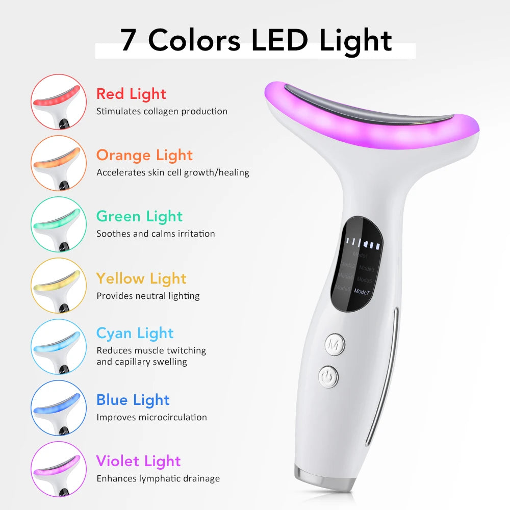 EMS Face & Neck Beauty Device with 7 LED Colours