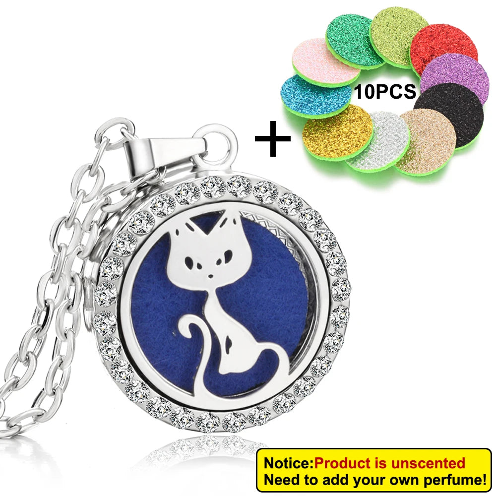 Rhinestone Diffuser Locket Necklace – Essential Oil Aromatherapy Jewellery