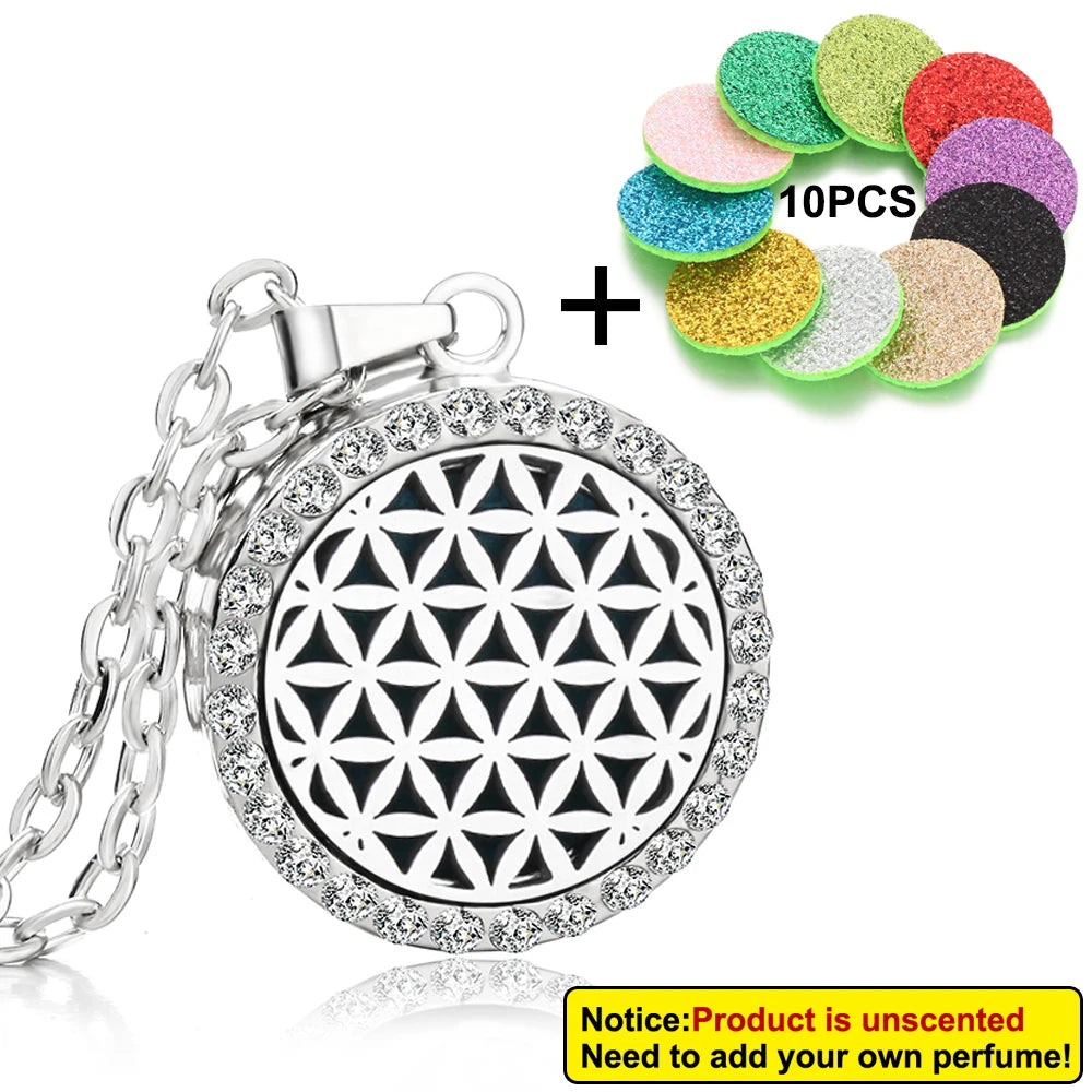 Rhinestone Diffuser Locket Necklace – Essential Oil Aromatherapy Jewellery