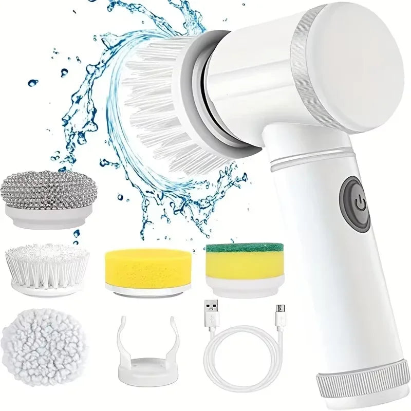Electric Spin Scrubber Cordless Brush with 5 Heads