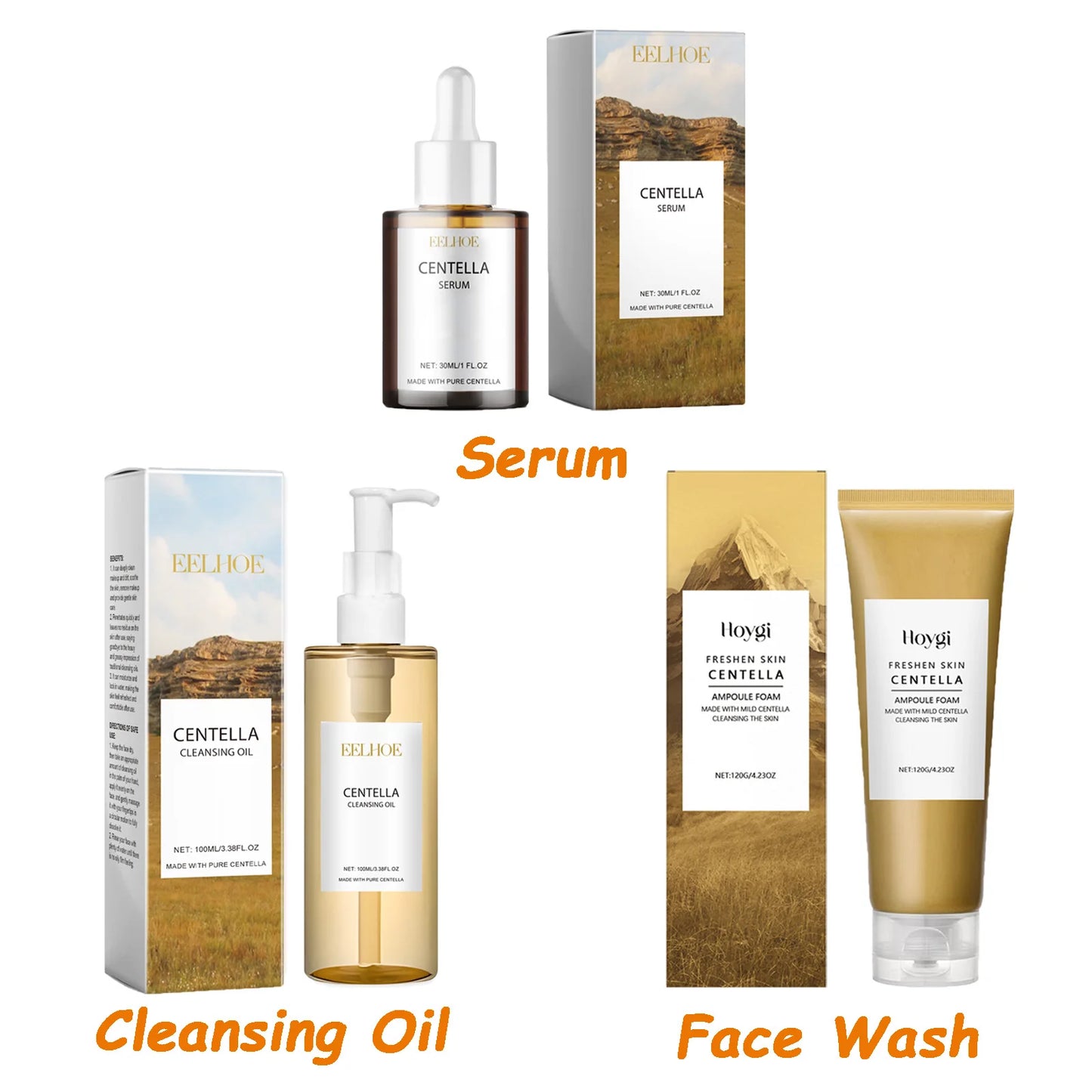 Centella Facial Skincare Set Cleanser Serum Oil