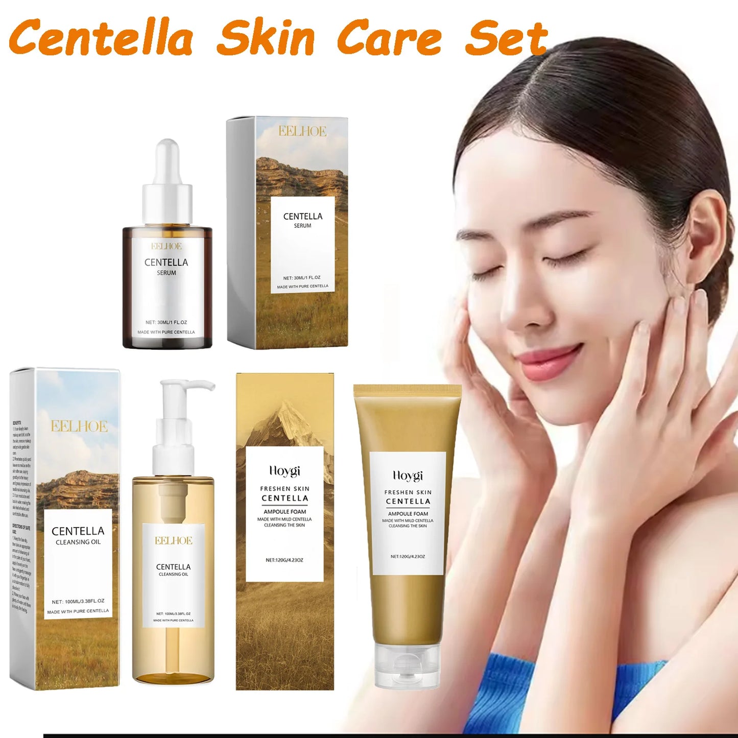 Centella Facial Skincare Set Cleanser Serum Oil