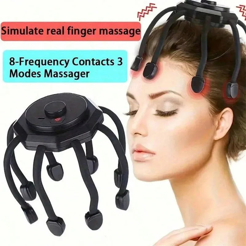 Cordless Electric Scalp Massager with 8 Heads