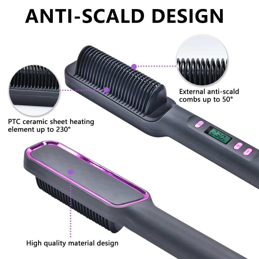 Electric Hot Comb Hair Straightening Brush Ionic Design