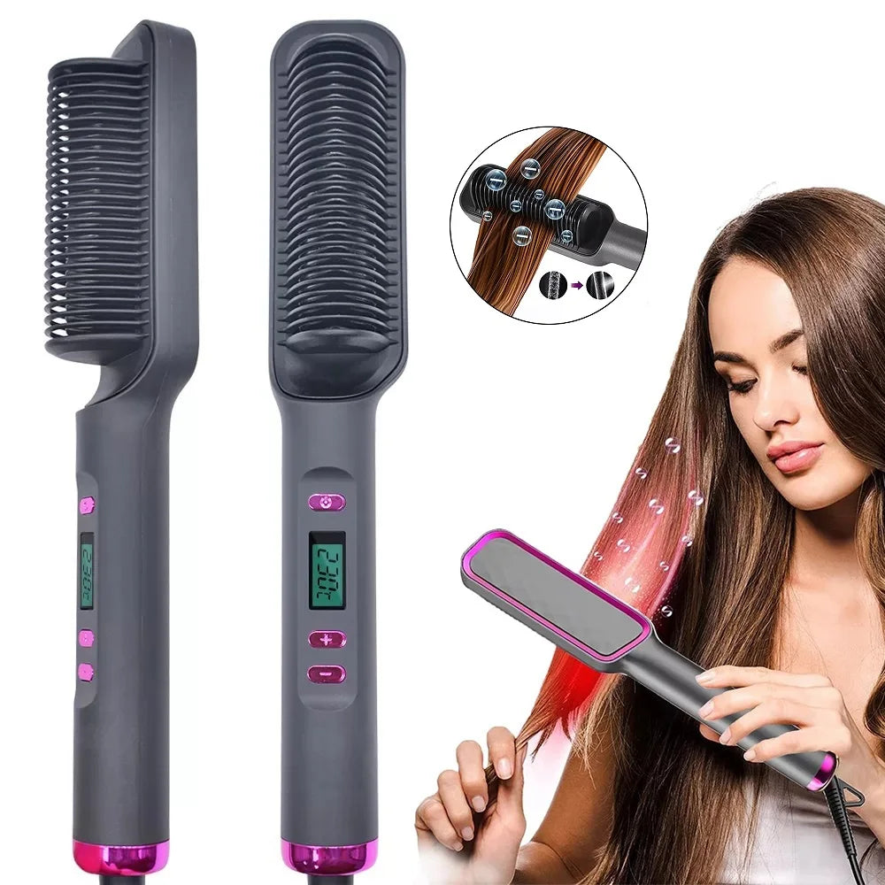 Electric Hot Comb Hair Straightening Brush Ionic Design