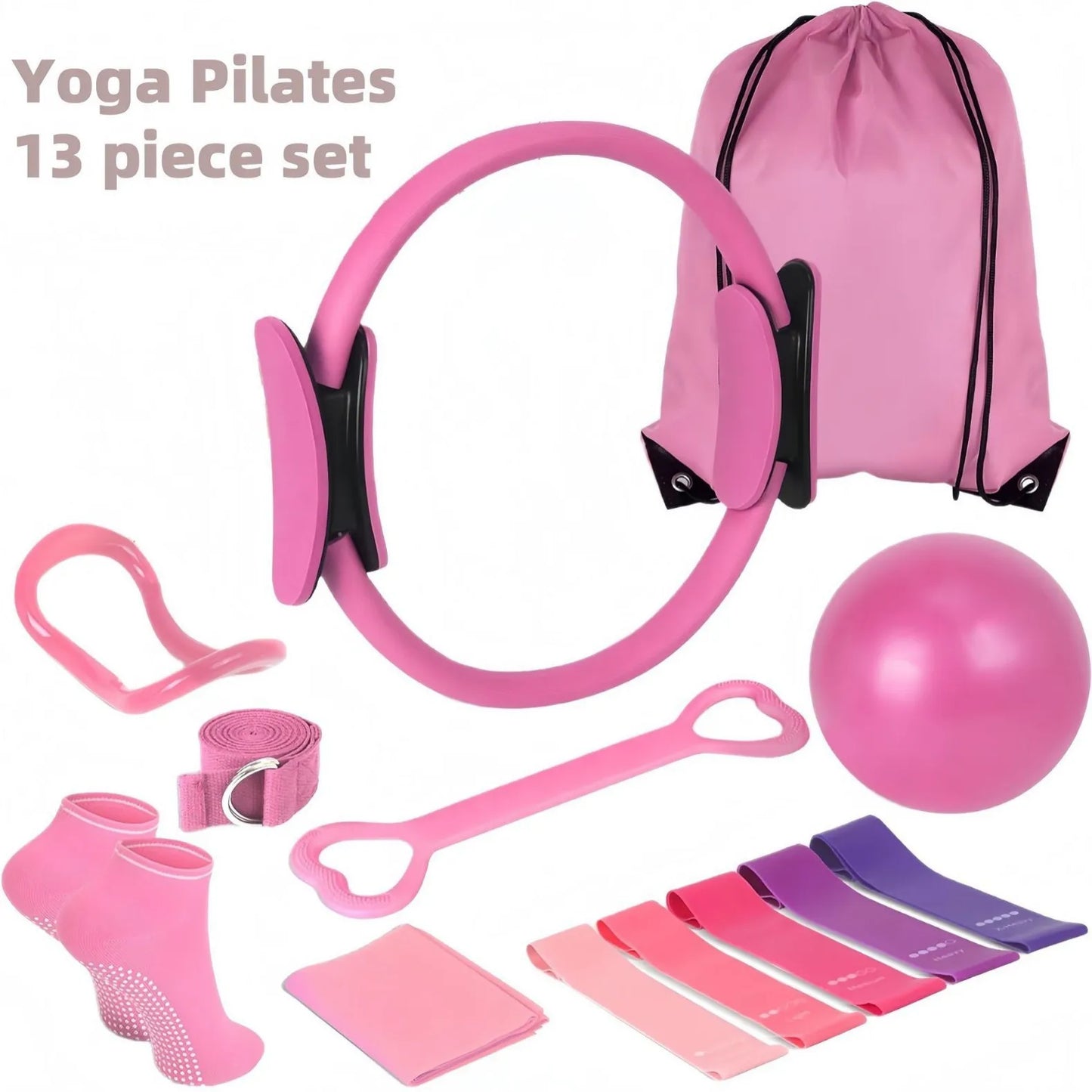 13 PCS Pilates Ball & Resistance Band Set for Home Workouts
