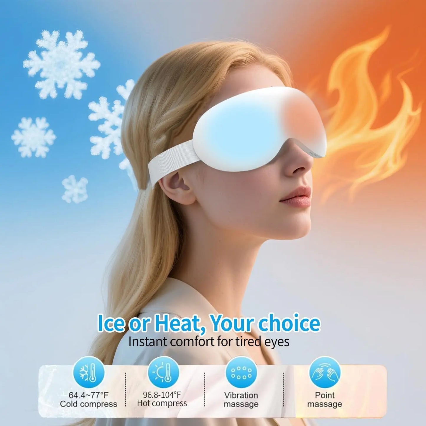 Rechargeable Heat & Cooling Eye Massager with Bluetooth Music