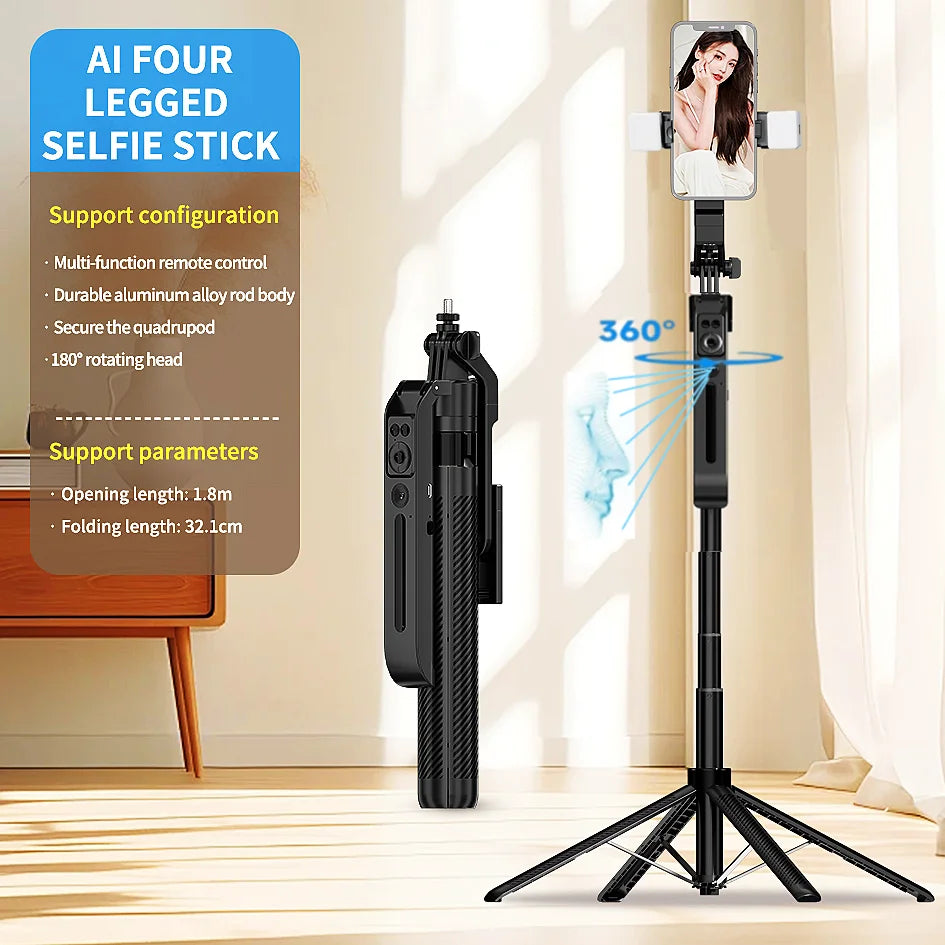 5-in-1 Smartphone Gimbal Stabiliser with AI Follow & Tripod Stand