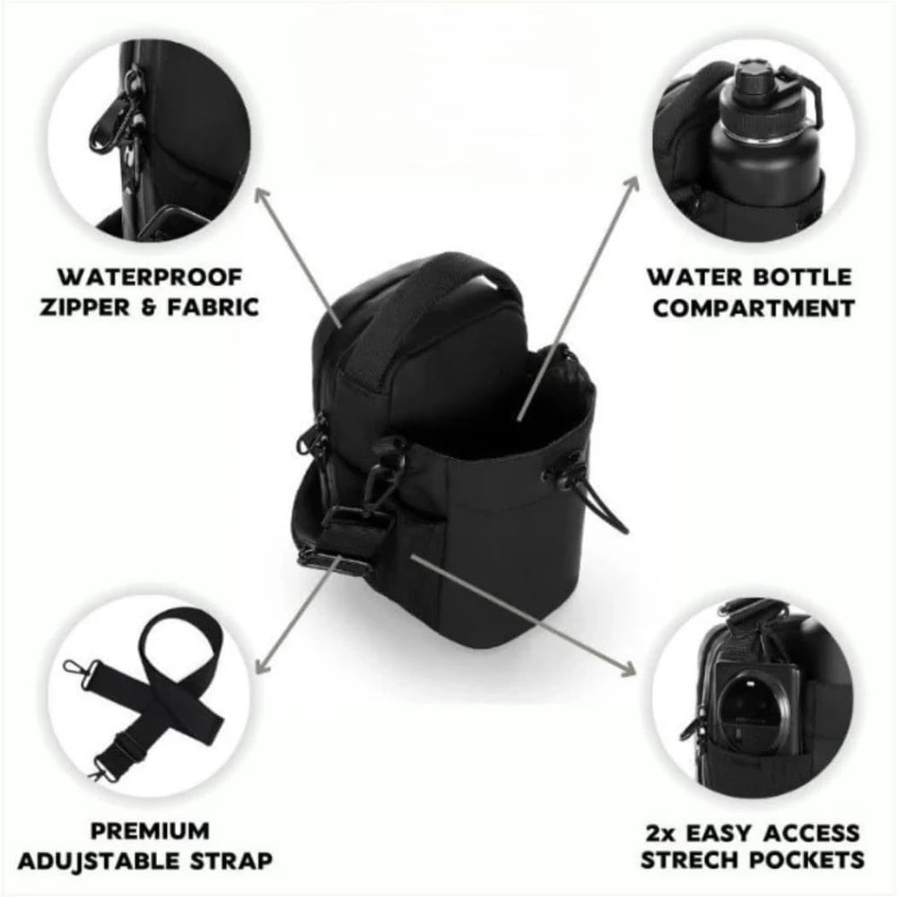 Magnetic Fitness Water Bottle Bag Large Capacity