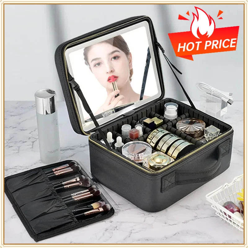 LED Makeup Travel Case with Mirror