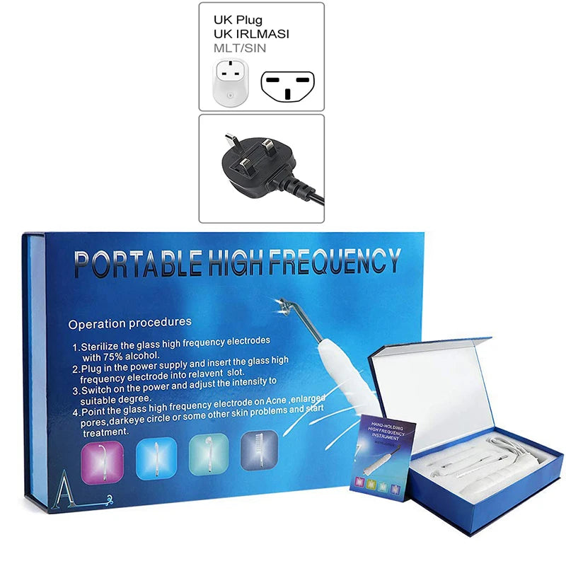 Portable High Frequency Facial Wand with Glass Tube Electrodes