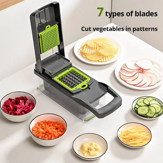 12-in-1 Vegetable Slicer with Basket – Fast & Easy Food Prep