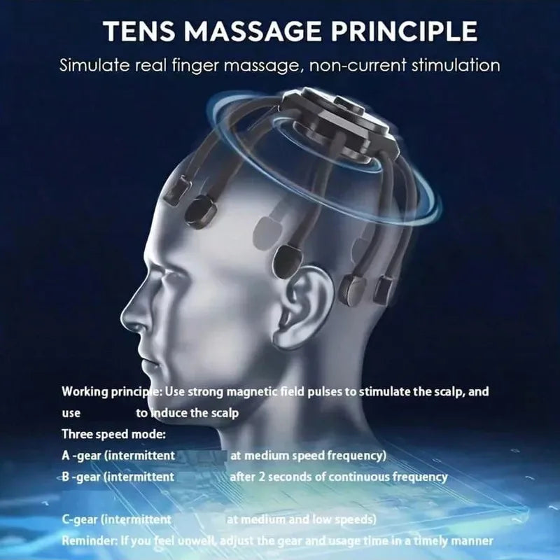 Cordless Electric Scalp Massager with 8 Heads