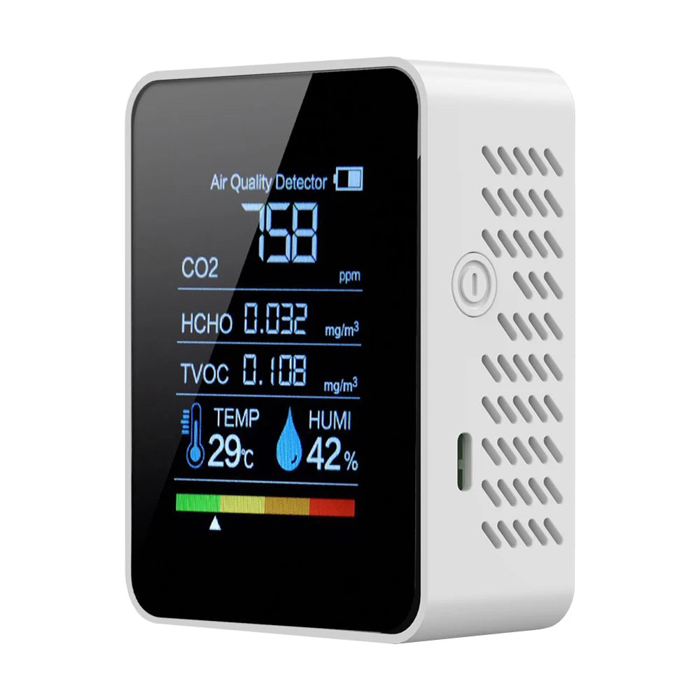6-in-1 Air Quality Monitor CO₂ TVOC PM2.5 Temperature & Humidity