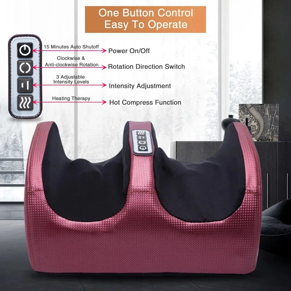 Electric Heated Foot Massager with Shiatsu Rollers