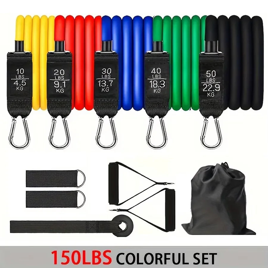 5-Tube Resistance Band Workout Set with Door Anchor & Stick