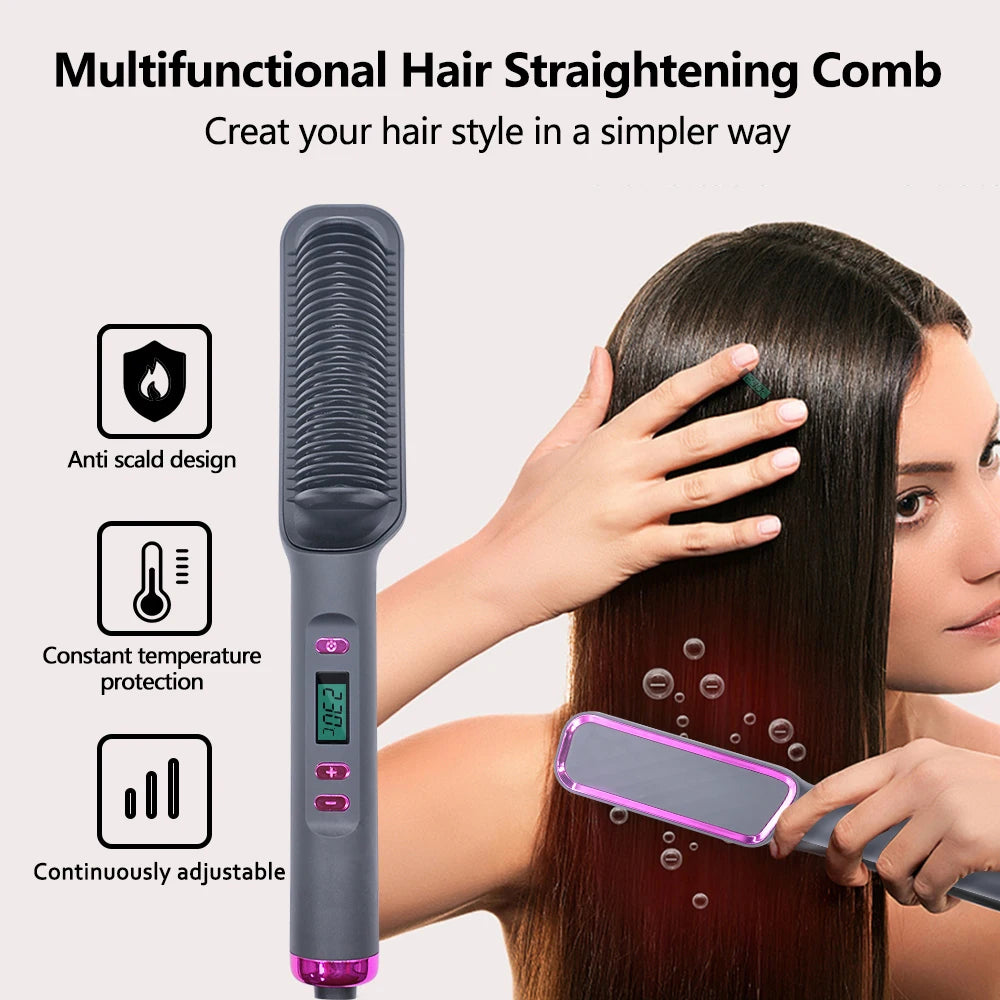 Electric Hot Comb Hair Straightening Brush Ionic Design