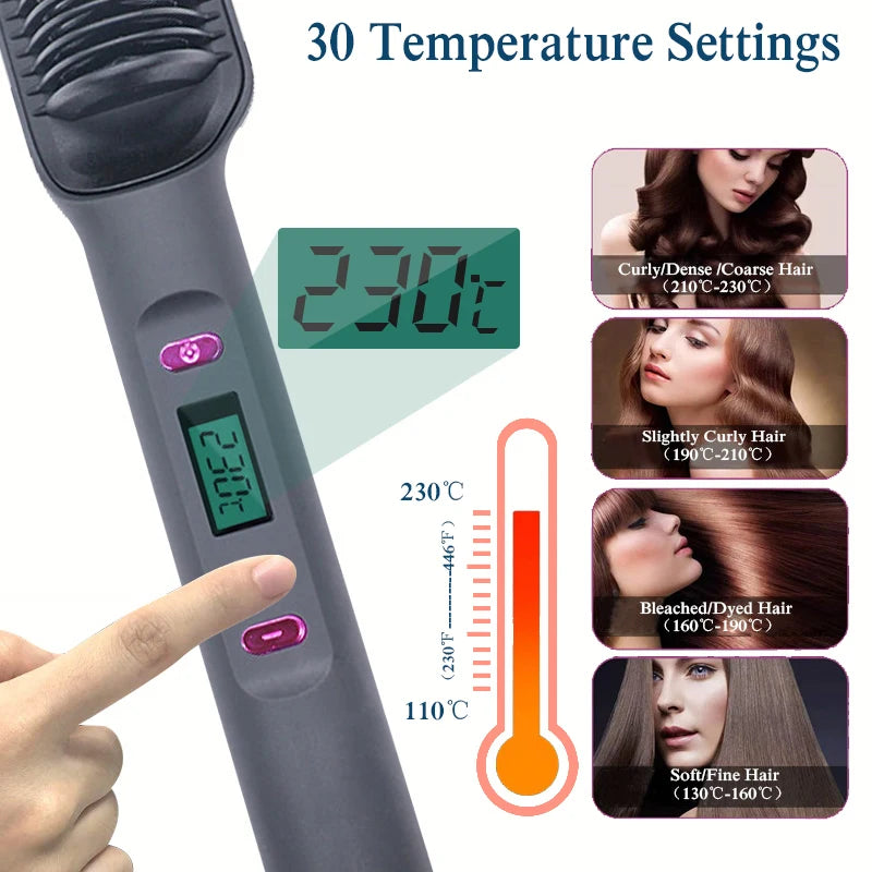 Electric Hot Comb Hair Straightening Brush Ionic Design