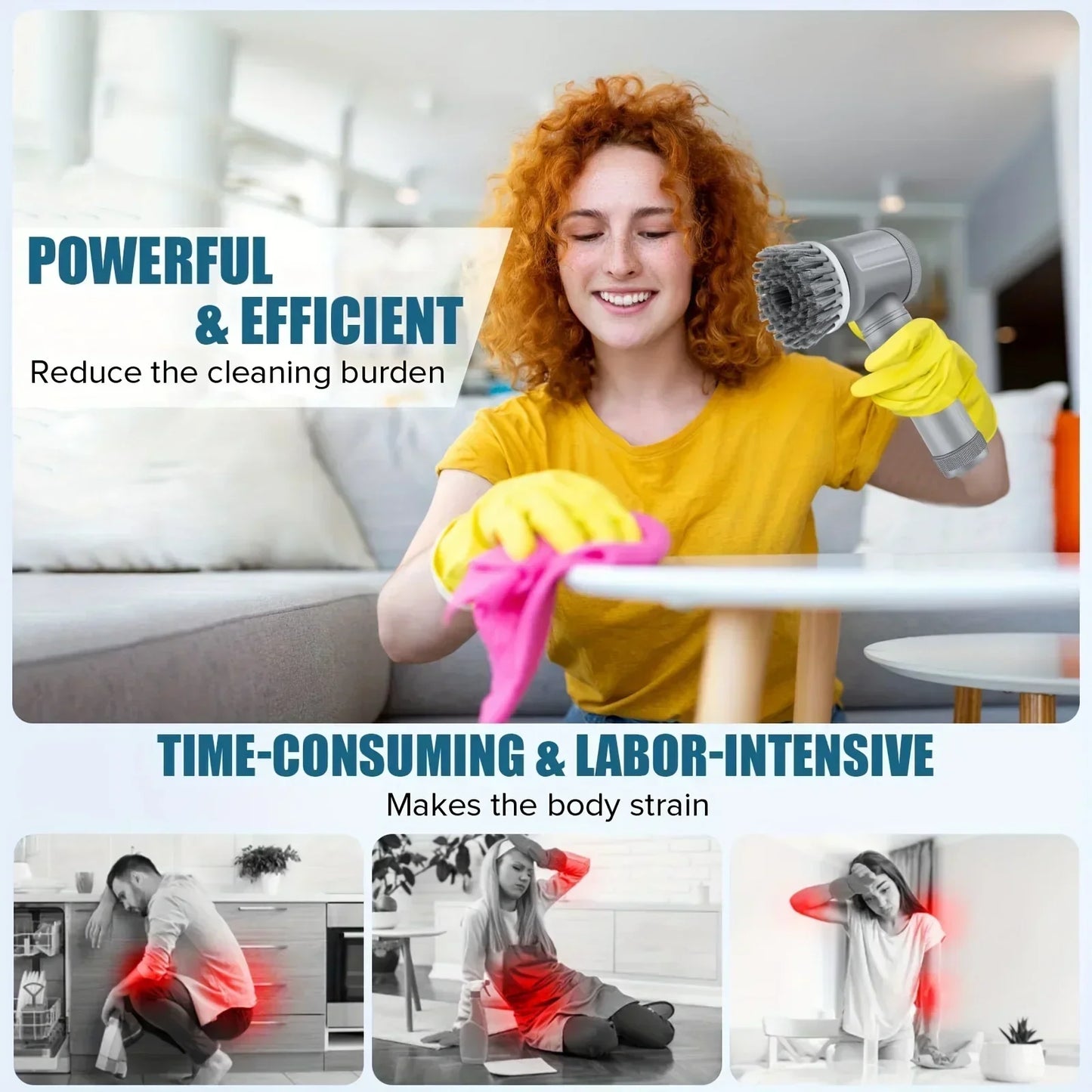 Electric Spin Scrubber Cordless Brush with 5 Heads