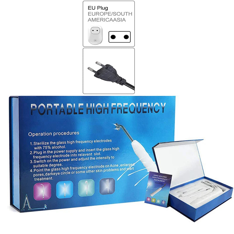 Portable High Frequency Facial Wand with Glass Tube Electrodes