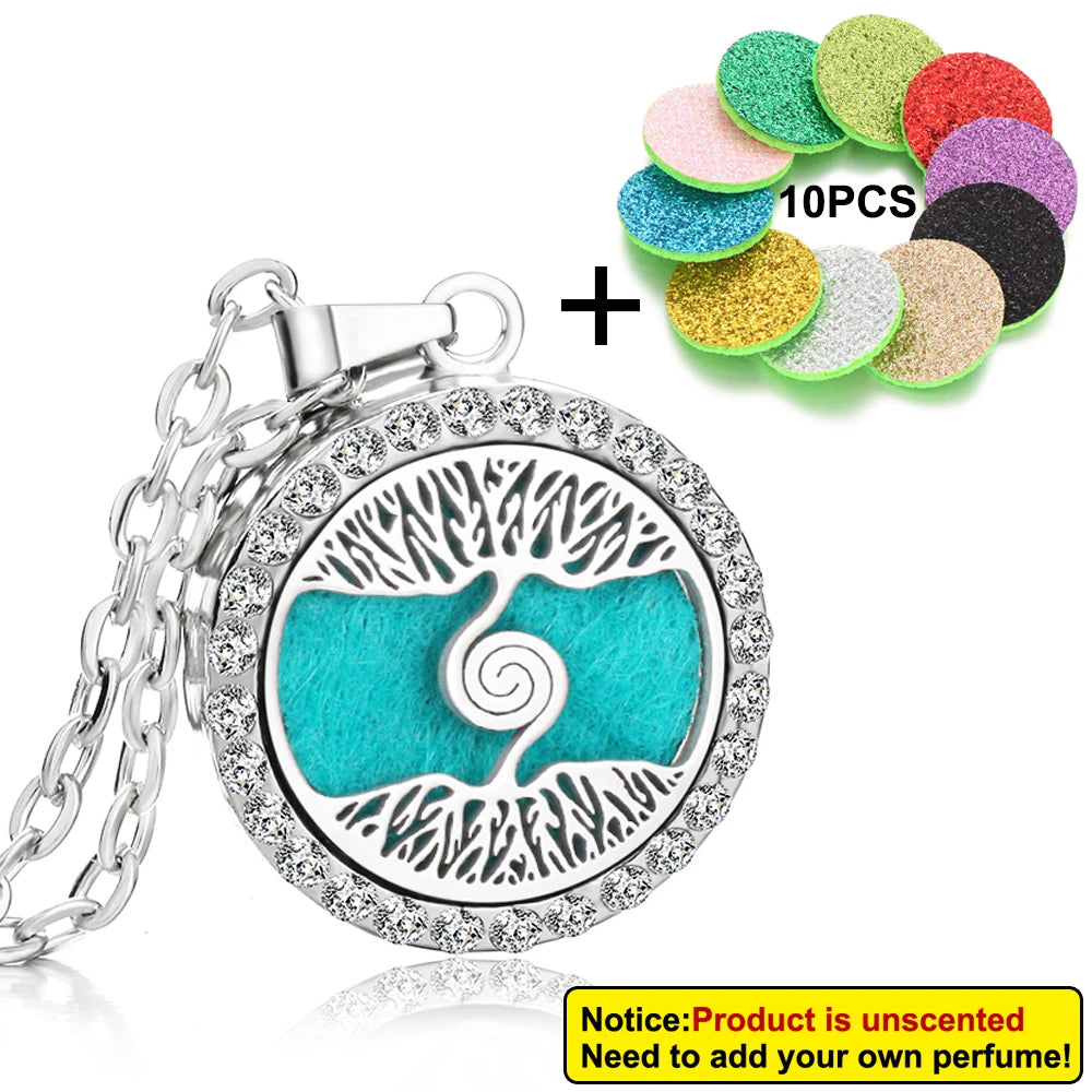 Rhinestone Diffuser Locket Necklace – Essential Oil Aromatherapy Jewellery