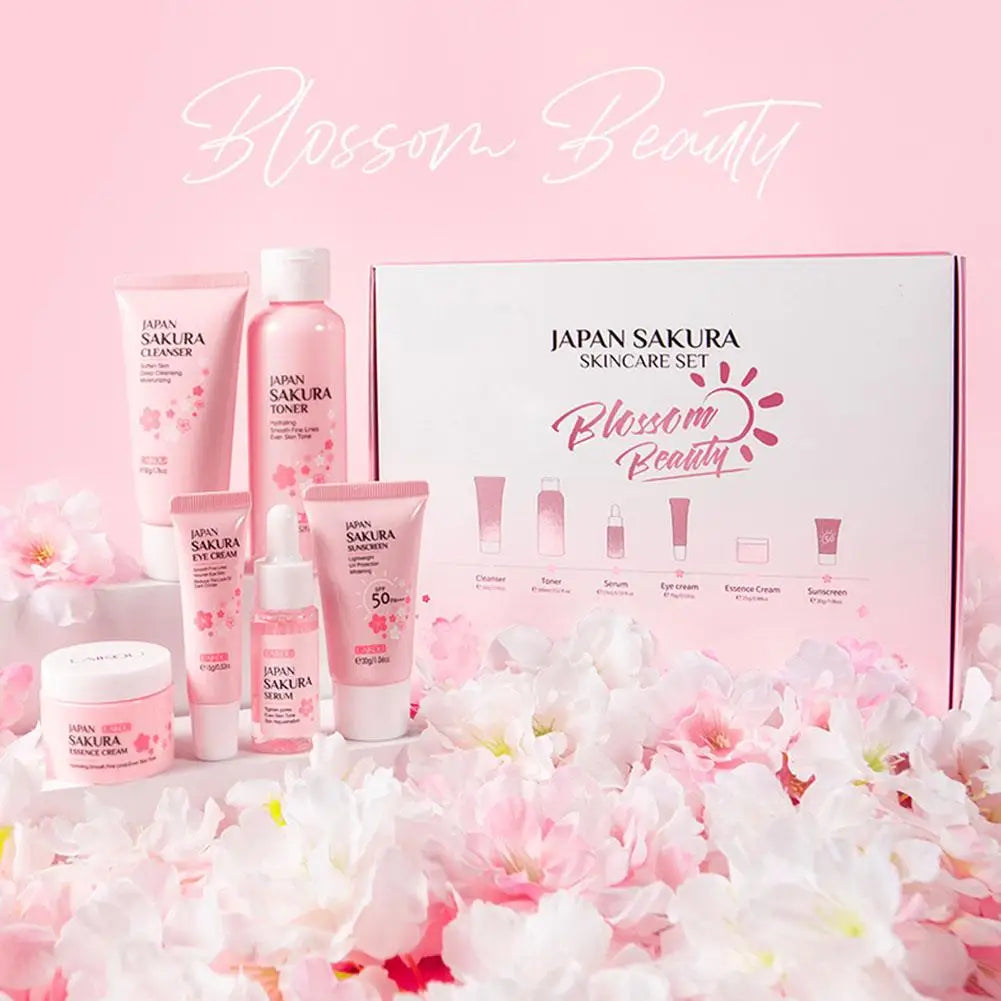 Sakura 6-Piece Skincare Set with Cleanser, Serum & SPF