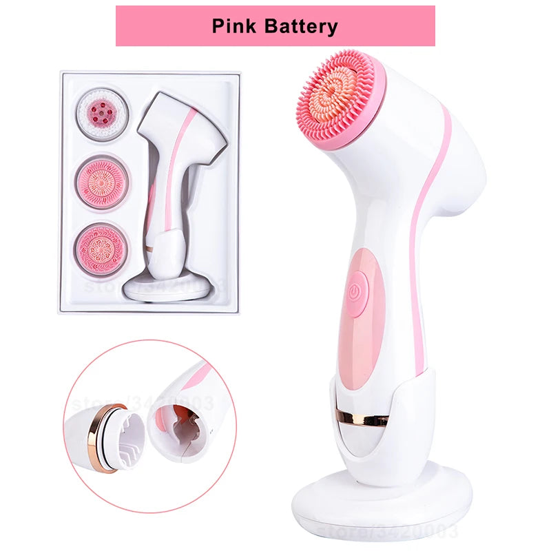 6-in-1 Electric Silicone Facial Cleansing Brush | Deep Pore Care