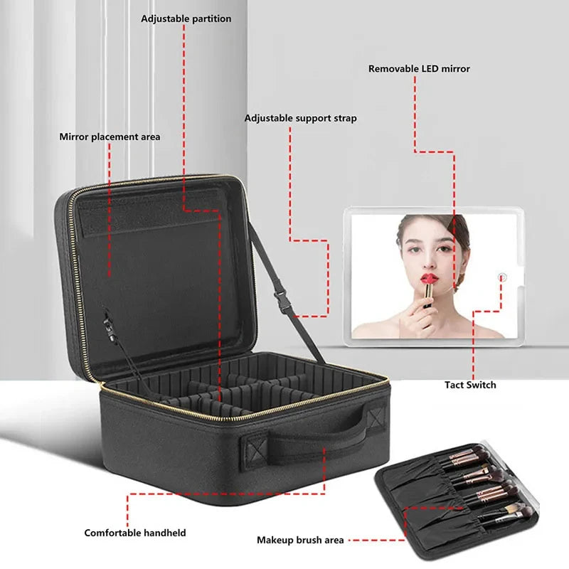 LED Makeup Travel Case with Mirror