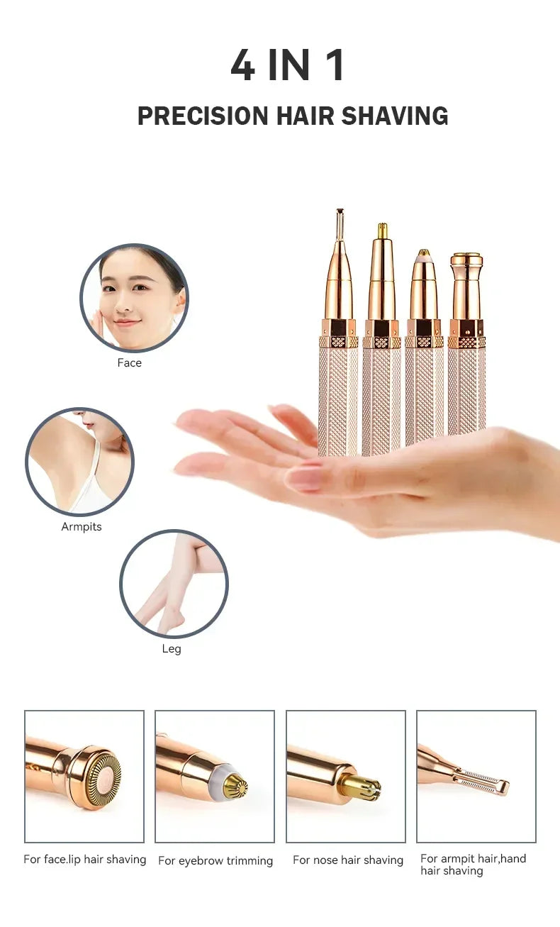 4-in-1 Electric Facial Hair Remover for Sensitive Skin