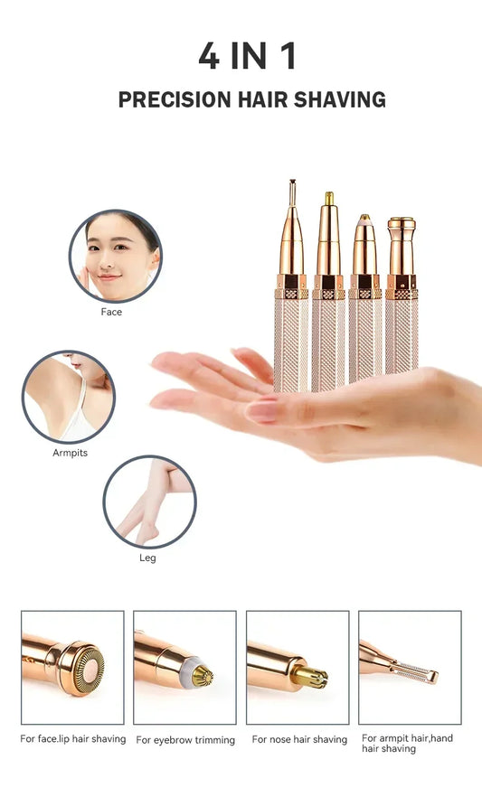 4-in-1 Electric Facial Hair Remover for Sensitive Skin
