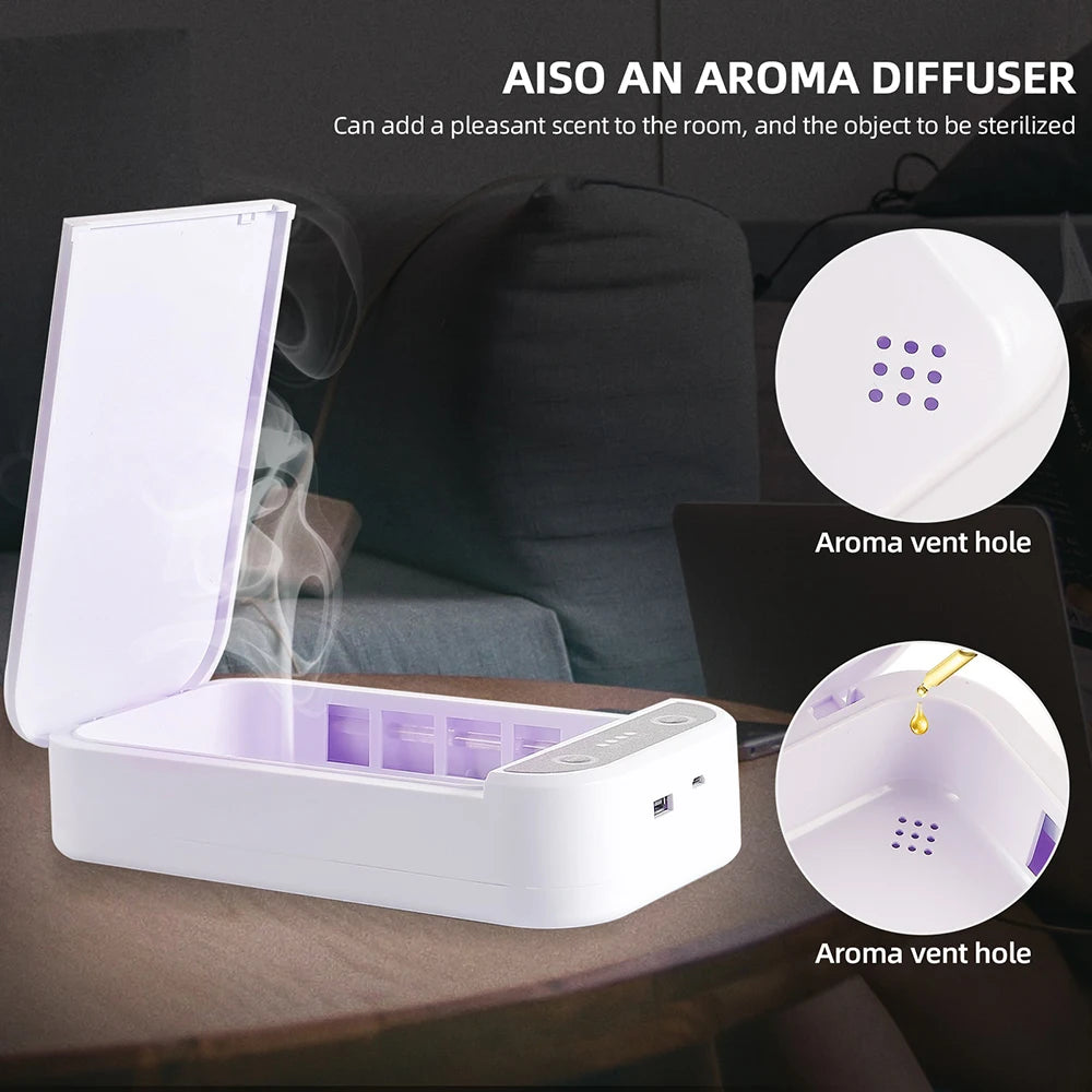 UV Steriliser Box with Wireless Charger & Aromatherapy