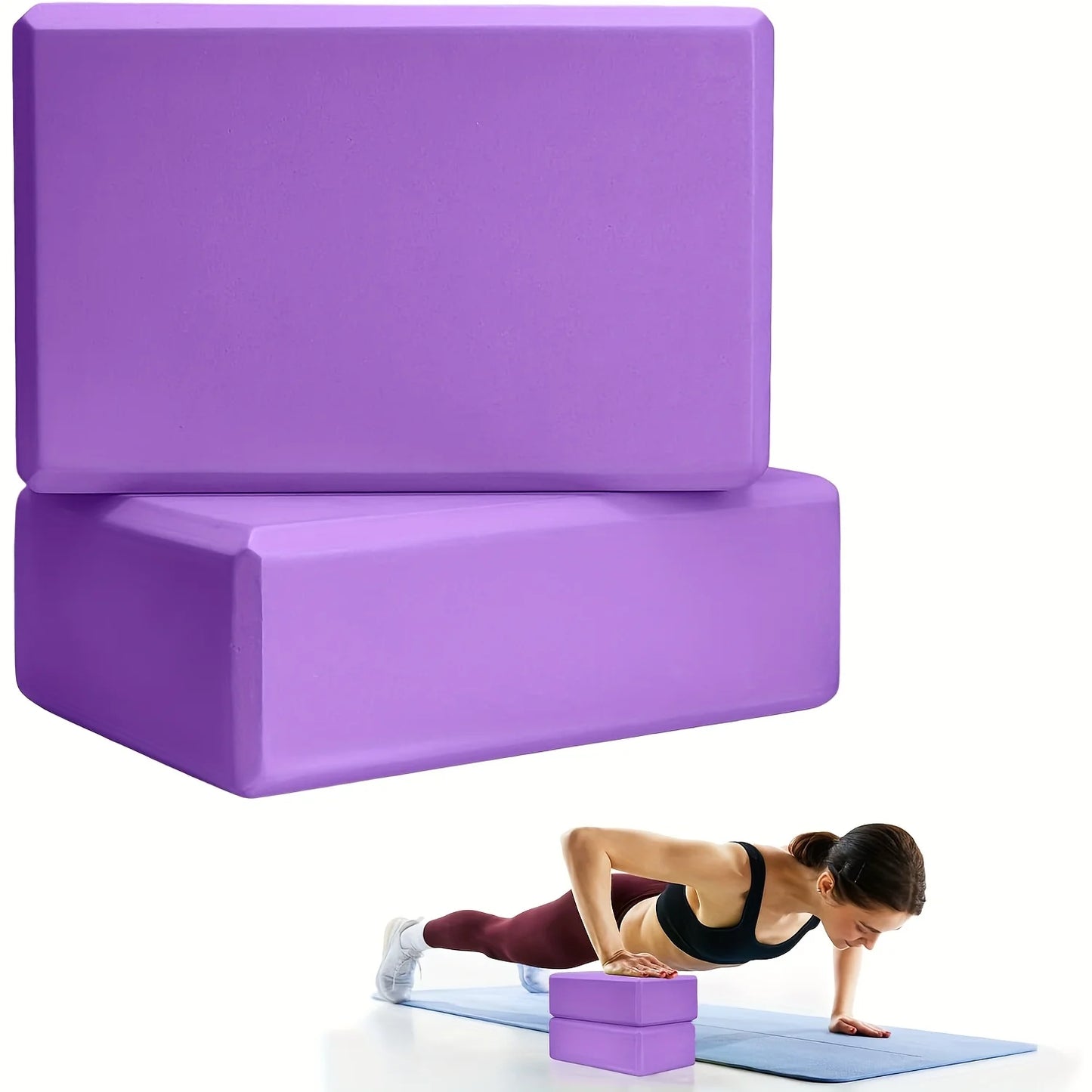 Set of 2 High-Density Yoga Blocks for Home & Gym Training