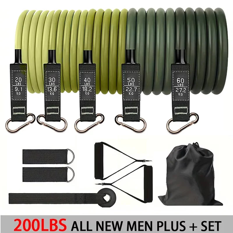 5-Tube Resistance Band Workout Set with Door Anchor & Stick