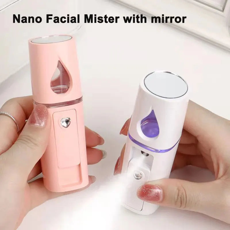 Nano Facial Mister – Portable Mini Mist Sprayer with Mirror
