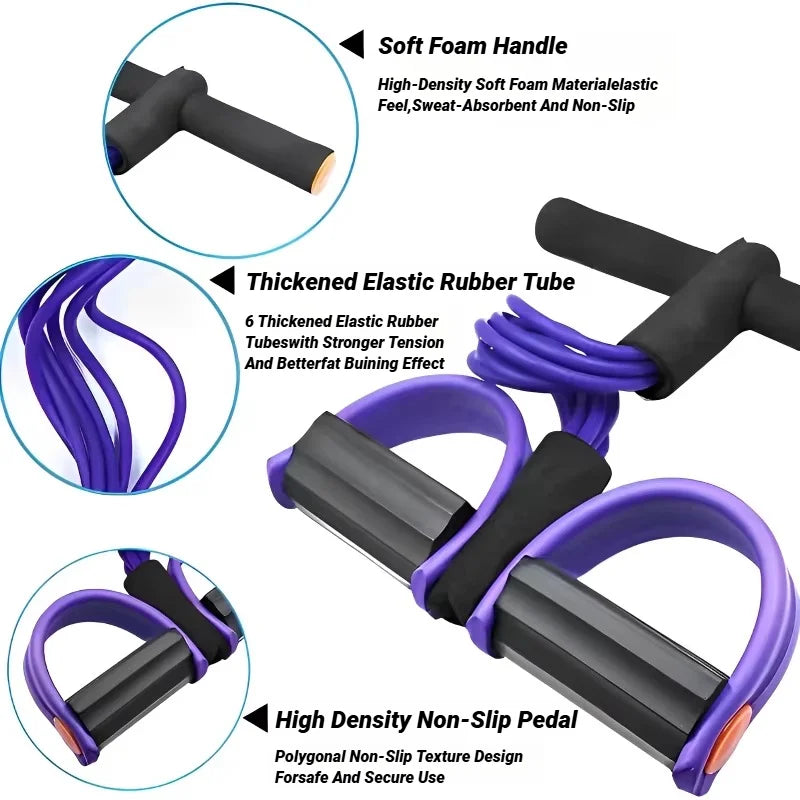 4 Tube Pedal Resistance Bands for Home Fitness Training