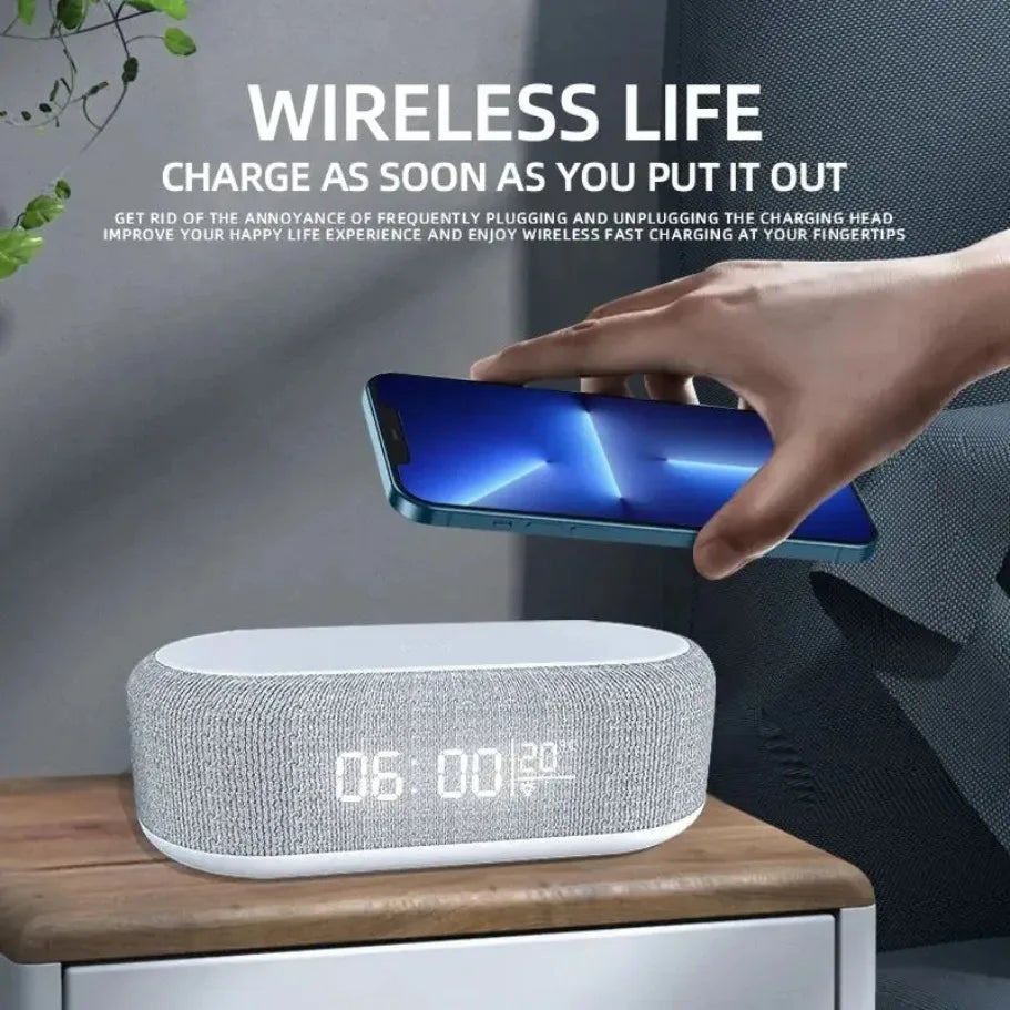 Wireless Charging Alarm Clock Night Light Desk Station