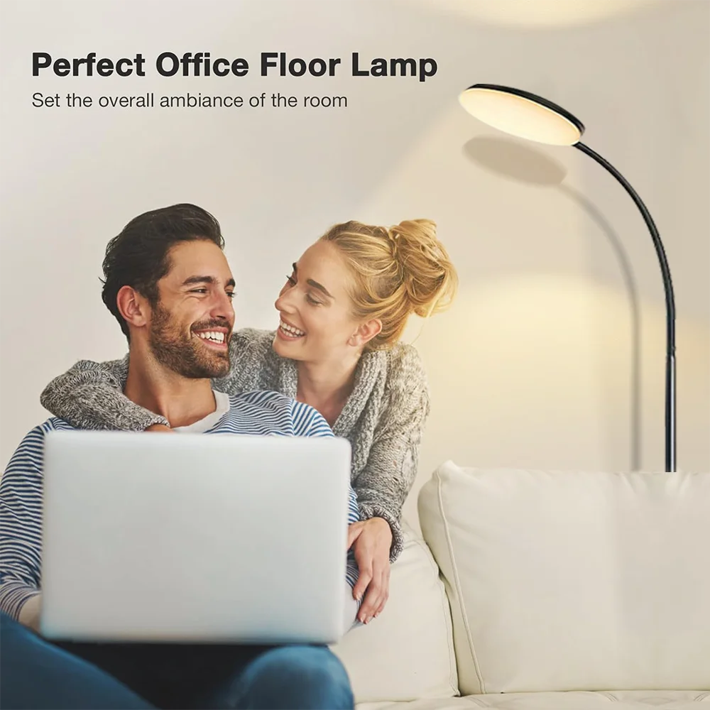 Circular LED Floor Lamp with Adjustable Brightness Levels